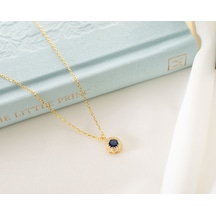 925 Ayar Gümüş Eylül Ayı Doğum Taşı Sapphire Kolye