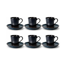 Dyris 6'li Premium Porselen Kahve Fincanı Ve Tabak Seti, Lacivert, 6,5 Cm Kupa Ve 12 Cm Tabak Çok Renkli