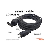 Seyyar Kablo 3x2.5 Siyah 10 M Ara Kablo Uzatma Kablosu