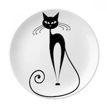 9 İnç 22.8 Cm -type 7 Siyah Kedi Oturmak Cadılar Bayramı Hayvan Sanat Siluet Tatlı Tabağı Yemek Masası Masa Üstü Ev Dekor İçin Dekoratif Porselen Aksesuar