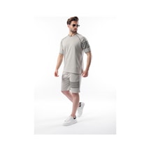 Madmext Boyalı Gri Baskılı Reglan Kol Erkek Şort T-shirt Takımı E7306 Madmext Boyalı Gri Baskılı Reglan Kol Erkek Şort T-shirt Takımı E7306