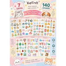 Kawai Temalı 7 Sayfa Sticker Seti Sevimli Hayvanlar Sticker 0