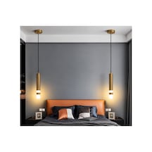 Eskitme Gold 2'li Sarkıt Boru 6500k Soğuk Beyaz Led Modern Avize