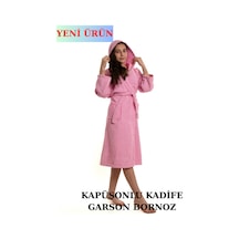Pamuklu Kapüşonlu Genç Garson Boy Unisex Cepli Bukle Kadife Bornoz Pembe