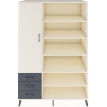 Kronos Dolap 9 Raflı 3 Çekmeceli 3 Kapaklı 132x59x195 Aytaşı-aytaşı/antrasit Aytası/antrasıt - Aytası