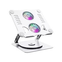 St-801d Çift Fanlı Alüminyum Katlanabilir 360 Derece Dönebilir Laptop Dizüstü Apple Uyumlu MacBook Standı S