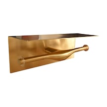 T-may Gold Etajerli İkili Tuvalet Kağıtlığı Mat Altın Renkli