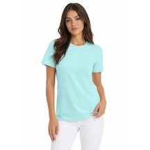 Epilons Zenda1125 T-shirt Bisiklet Yaka Slim Fit Likralı Tişört Günlük Basic Body - Turkuaz Zenda478
