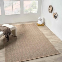 Kahve Bej Kılçık Desenli Modern Jüt Halı - L671kaın