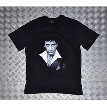 Scarface Baskılı Unisex %100 Pamuk Siyah T-shirt SIYAH