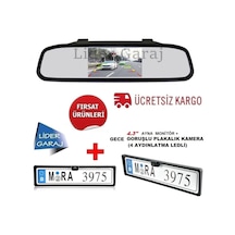 lidergaraj Kameralı Park Sensörü 4.3'' Ayna Ekran+Plakalık Kamera