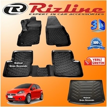 Fiat Grande Punto 3d Paspas + 3d Bagaj Havuzu 2006-2019 İle Uyumlu Arası Siyah Set