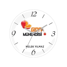 Kişiye Özel Gıda Mühendisi Ks Çap 30 Bombeli Gerçek Cam Duvar Saati Siyah