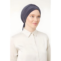 Melodi Scarf Kadın Tesettür Dubai Arkadan Bağlamalı Bone Şal Koyu Gri Koyu Gri