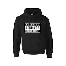 Parental Advisory Explicit Content Siyah Erkek Fermuarsız Kapşonl
