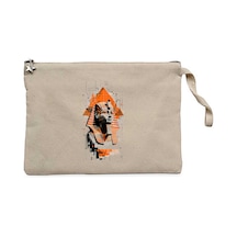 Modern Firavun Kolaj Krem Clutch Astarlı Cüzdan / El Çantası