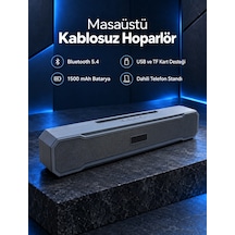 Yatay Formlu Telefon Standlı Type C Şarj Girişli Bluetooth Masaüstü Ses Sistemi - Lisinya