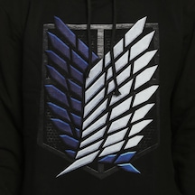 Bant Giyim - Attack On Titan Siyah Kapşonlu Erkek Sweatshirt Siyah