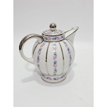 F. Legrand Limoges Çiçek Desenli Porselen Çay Kahve Demliği Çok Renkli