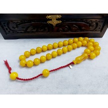 Soma Tesbih Omari Usta İmzalı Havşalı Alman Sıkma Kehribar Tesbih Ölçü 13x13