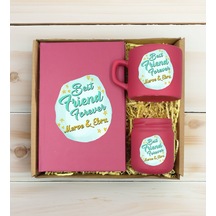Bk Gift Kişiye Özel İsimli Dtf Best Friend Temalı Leylak Defter & Kahve Fincanı & Mum Hediye Seti-2, Arkadaşa Hediye, Doğum Günü Hediyesi Kobitmeyenco