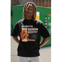 Tasarım Naruto Uzumaki Kurama Baskılı Unisex Oversize Anime Dizi Siyah