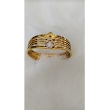 Kararmaz Kalın Çelik Kuyumcu Görünümlu Halka Kaburga Kelepçe Bileklik Bilezik Gold - 546431980 Gold
