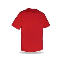 T-shirt V Yaka Kısakol %100 Pamuk Cepli Kırmızı