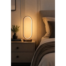 Zzez Kahverengi Gün Işığı Led Işıklı Modern Tasarım Led Masa Lambası - Abajur - Gece Lambası