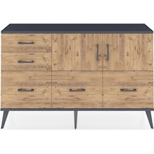Arges Konsol 2 Raflı 5 Çekmeceli 2 Kapaklı 132x30x83 Antrasit-çam/çam Çam/çam
