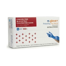 Rs Gloves Mavi Nitril Pudrasız Eksta Güçlü Muayene Eldiveni Xl Beden 100 Lü Non Steril