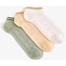 Koton 3'lü Patik Çorap Seti Dokulu Çok Renkli Multıcolor 4sak80336aa