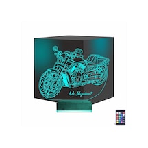 Luvivia Motosiklet Harley Motor Kişiye Özel 3d Lamba - Masa Gece Lambası V4 Şeffaf