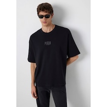 Mavi M0613581-900 Mavi Baskılı T-shirt Erkek Tişort Siyah