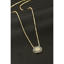 Nazar - 355 - Zirkon Taşlı Kolye - Csmo-tex - - Sarı