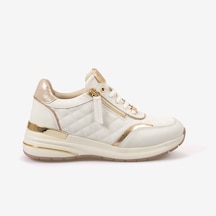 Kemal Tanca Kadın Eva Taban Kapitone Dikiş Bağcıklı Spor & Sneaker Ayakkabı 7100 Krem