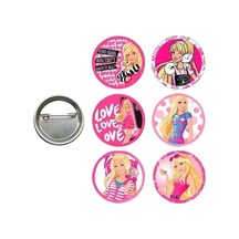 Lisanslı Yaka Çanta Metal Rozeti Barbie Temalı 6lı Paket Pinyata İçi Doğum Günü Hediyesi Diğer