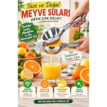 Büyük Boy Döküm Metal Narenciye Sıkacağı Portakal Limon Manuel Meyve Suyu Presi 23 Cm Çelik Renk Tip Gümüş