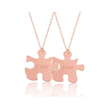 925 Ayar Gümüş Rose Altın Kaplama Kaplama Kaplama Kişiye Özel Puzzle İsimli Kolye Rose Gold