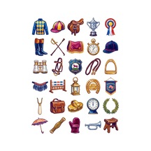 30 Adet Vintage Binicilik Sticker Seti - Laptop, Defter, Ajanda İçin Çok Renkli
