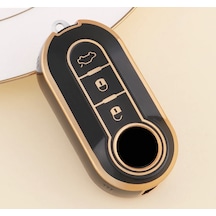 Fiat Uyumlu Bravo Anahtar Kılıfı Parlak Siyah Gold