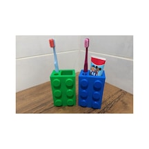 Lego Görünümlü Diş Fırçalık Çocuk Diş Fırçası Ve Diş Macunu Organizeri Beyaz