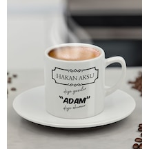 Bk Gift Kişiye Özel Adam Diye Okunur Tasarımlı Türk Kahvesi Fincanı, Arkadaşa Hediye, Sevgiliye Hediye Sarı