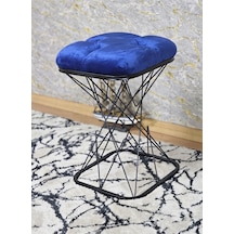 Kare Siyah Boyalı Mavi Puf & Bench Puf Oturak - Bench - Ayak Ucu 001