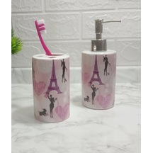 Sıa Sıvı Sabunluk Ve Diş Fırçalık 2 Li Banyo Seti Paris . Pembe
