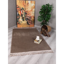 My Evilla Modern Dekoratif Örgü Saçaklı Simirna Peluş Halı Yolluk Vizon My Evilla Modern Dekoratif Örgü Saçaklı Simirna Peluş Halı Yolluk Vizon
