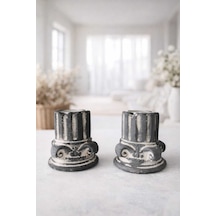 Dekoratif 2 Li Sütun 2 Adet Tealight Mum Hediyemizdir Çok Renkli - 816169367