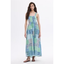 Sherin Mint Gipe Detaylı Midi Elbise-mint