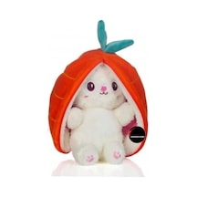 Sevimli Çilek Tavşan Peluş Oyuncak 35 Cm Büyük Boy Hediyelik Uyku Arkadaşı Turuncu