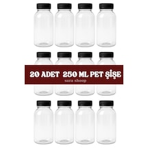 250ml Pet Yuvarlak Şişe Ve Siyah Kapak 20 Adet